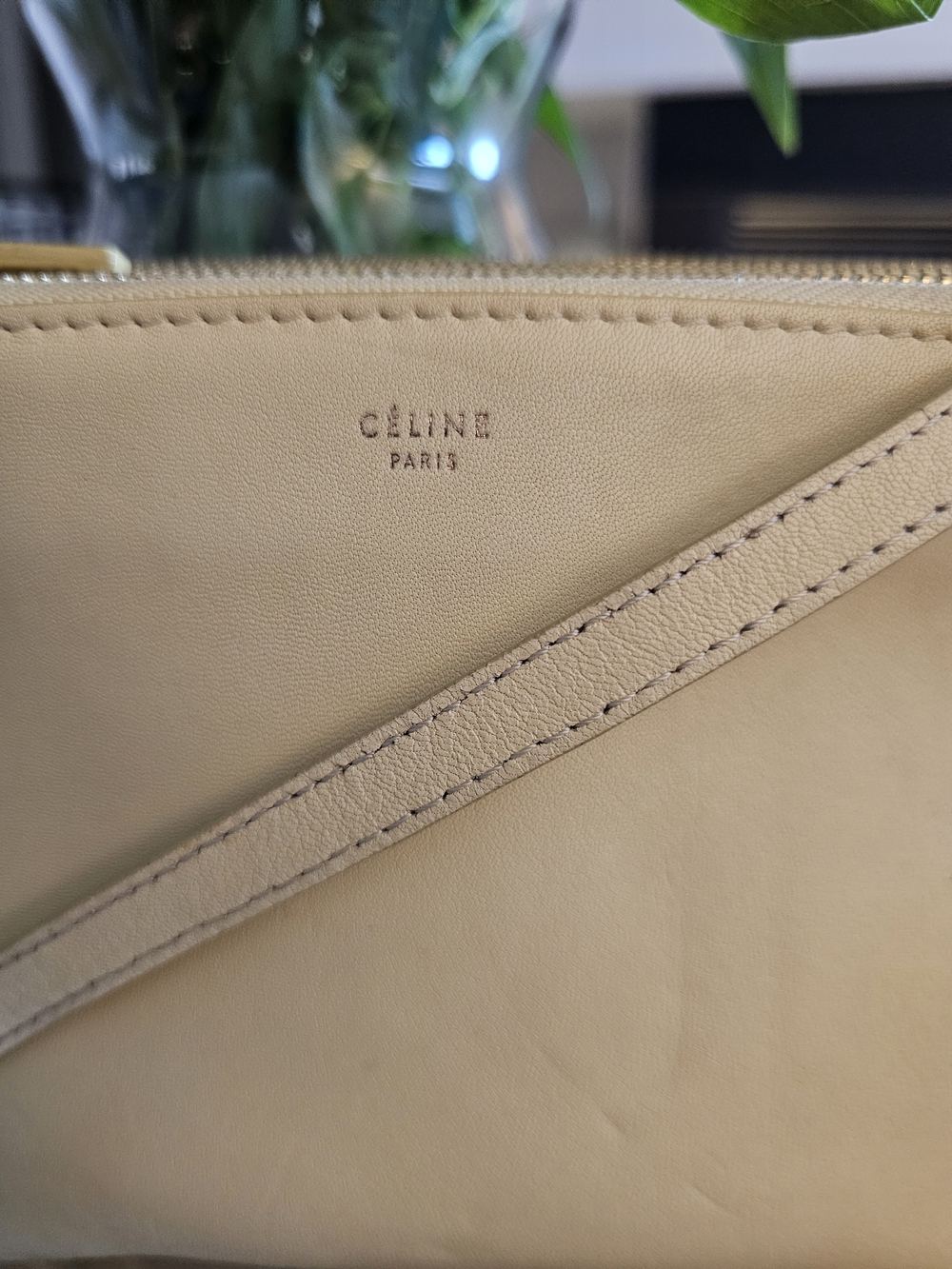 Celine Beige Leather Crossbody Bag